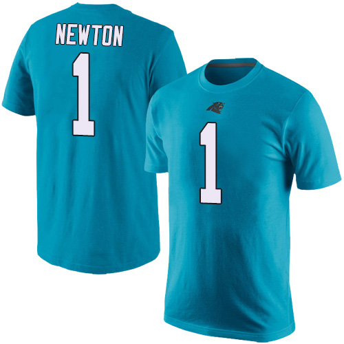 Carolina Panthers Men Blue Cam Newton Rush Pride Name and Number NFL Football #1 T Shirt